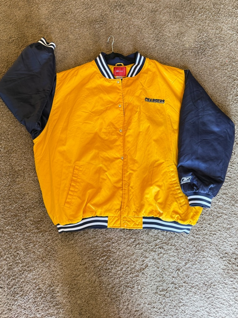 Reebok Yellow and Navy Patch Bomber Jacket